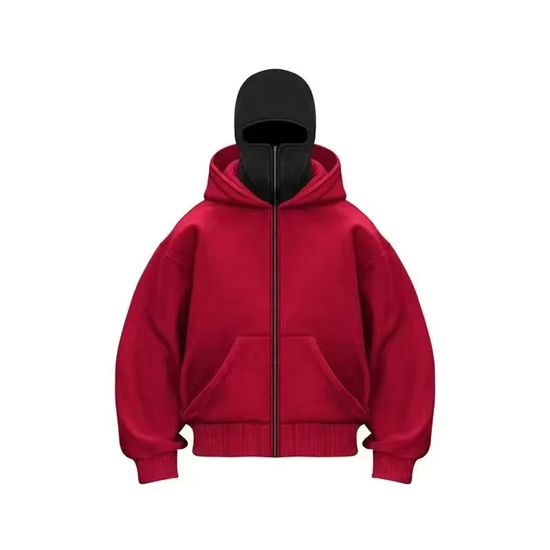 Men and Women Balaclava Y2K Gothic Harajuku Winter New Item Double Hooded Sweatshirt Men'S Hooded Mask Zipper Sportswear