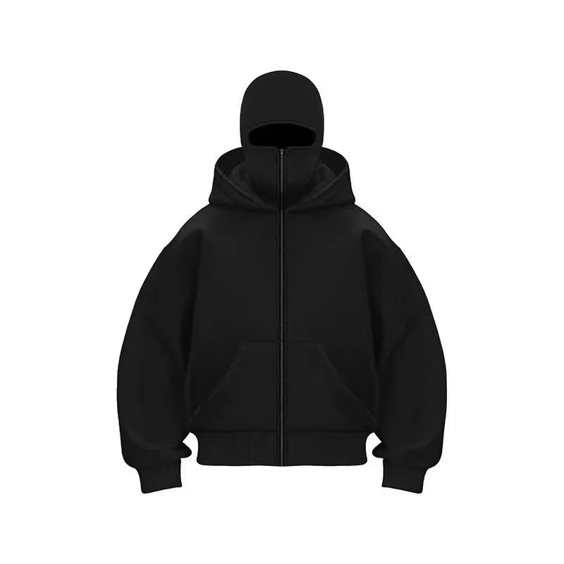 Men and Women Balaclava Y2K Gothic Harajuku Winter New Item Double Hooded Sweatshirt Men'S Hooded Mask Zipper Sportswear