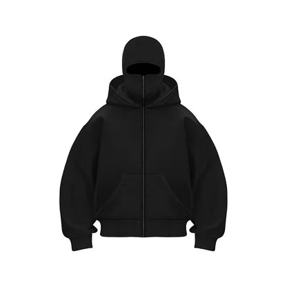 Men and Women Balaclava Y2K Gothic Harajuku Winter New Item Double Hooded Sweatshirt Men'S Hooded Mask Zipper Sportswear