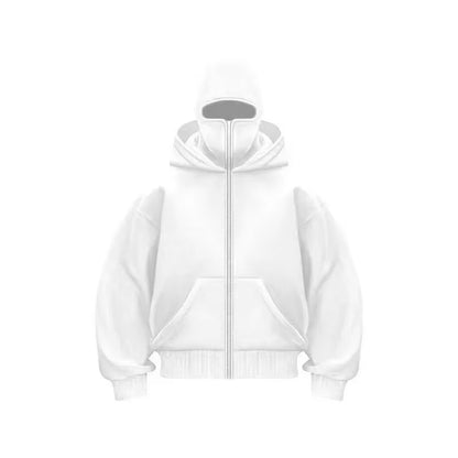 Men and Women Balaclava Y2K Gothic Harajuku Winter New Item Double Hooded Sweatshirt Men'S Hooded Mask Zipper Sportswear
