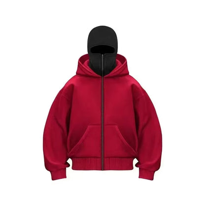 Men and Women Balaclava Y2K Gothic Harajuku Winter New Item Double Hooded Sweatshirt Men'S Hooded Mask Zipper Sportswear